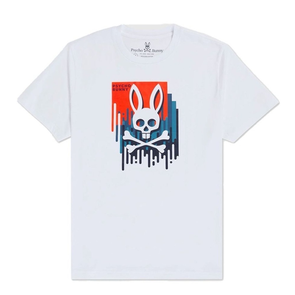 🌟 PSYCHO BUNNY T-Shirt -Haden Graphic - white Size 4 / SMALL